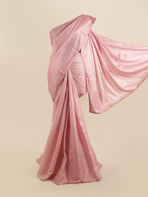 

Pothys Pink Silk Blend Saree