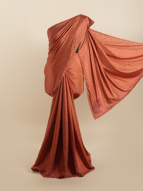 

Pothys Brown Embroidered Silk Blend Saree
