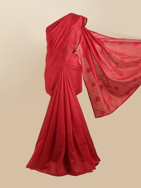 

Pothys Red Floral Silk Blend Saree