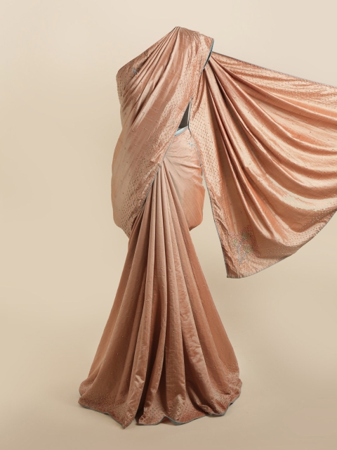 

Pothys Pink Embellished Beads and Stones Silk Blend Saree