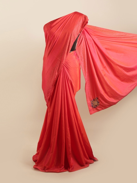 

Pothys Pink Beads and Stones Silk Blend Saree