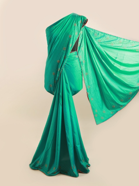 

Pothys Green & Red Silk Blend Saree