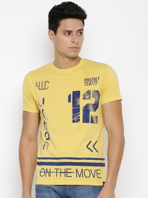 

YWC Men Yellow Printed T-shirt