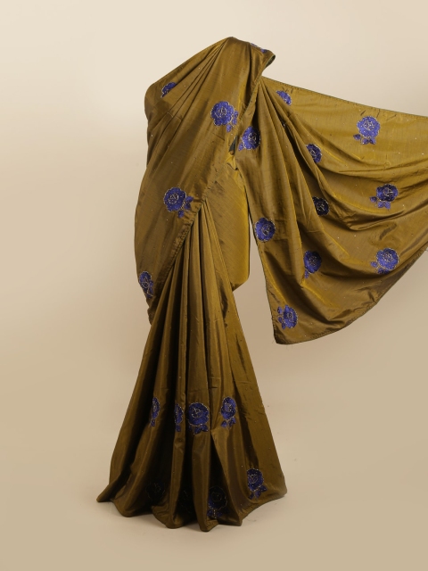 

Pothys Green & Blue Floral Silk Blend Saree