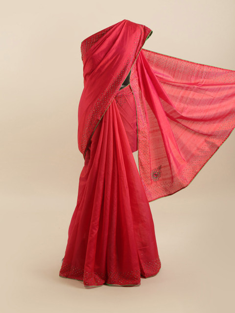 

Pothys Pink Beads and Stones Silk Blend Saree