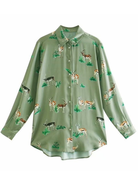 

URBANIC Women Green & Brown Printed Casual Shirt