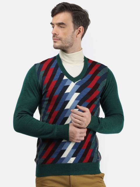

Monte Carlo Men Green & White Printed Pullover