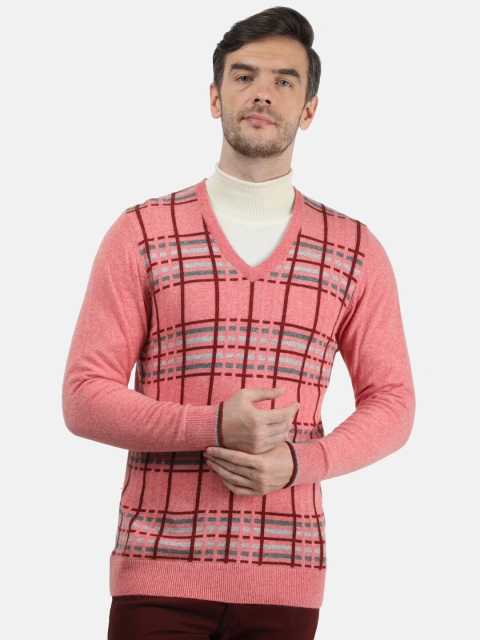 

Monte Carlo Men Pink & Maroon Checked Pullover