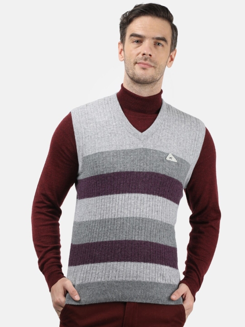 

Monte Carlo Men Grey & Purple Striped Sweater Vest