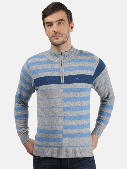 

Monte Carlo Men Grey & Blue Striped Pullover