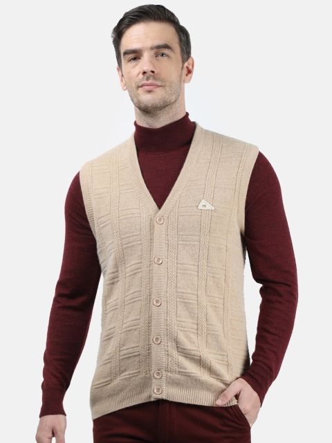 

Monte Carlo Men Beige Woollen Cable Knit Cardigan