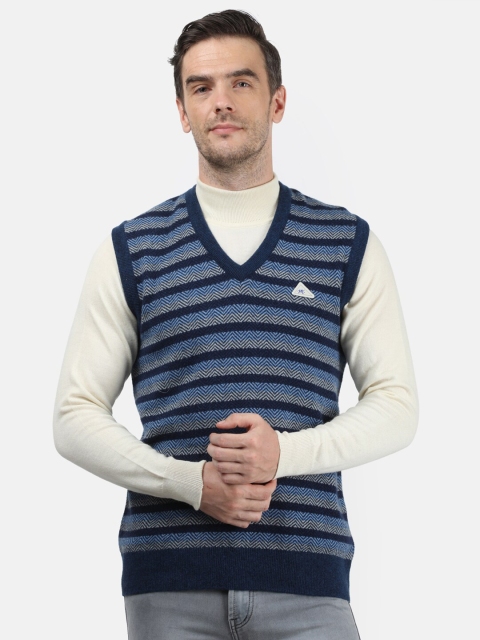 

Monte Carlo Men Blue Striped Woollen Sweater Vest