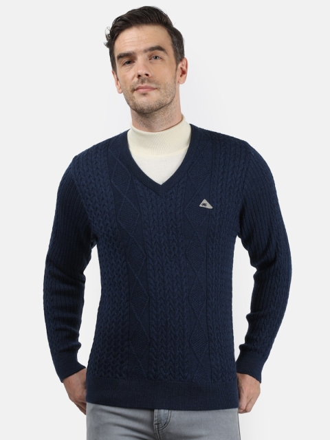 

Monte Carlo Men Navy Blue Woollen Cable Knit Pullover