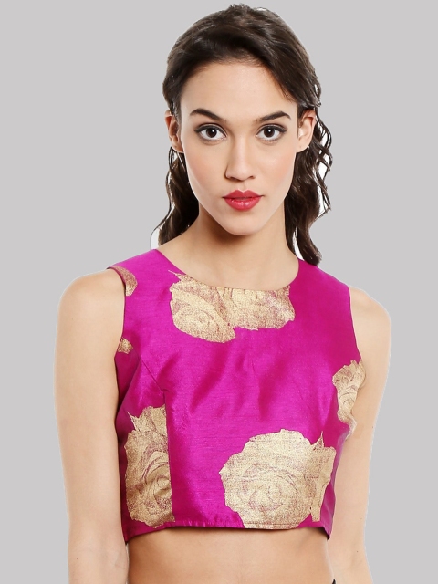 

Ira Soleil Pink Floral Printed Crop Top