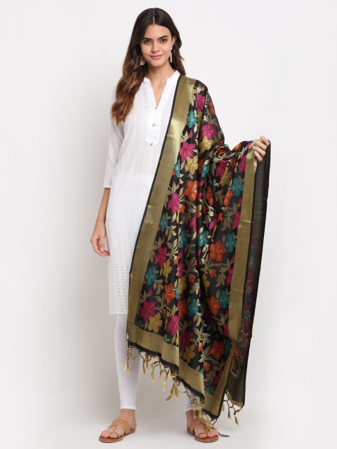 

LOOM LEGACY Black & Gold-Toned Woven Design Dupatta with Zari