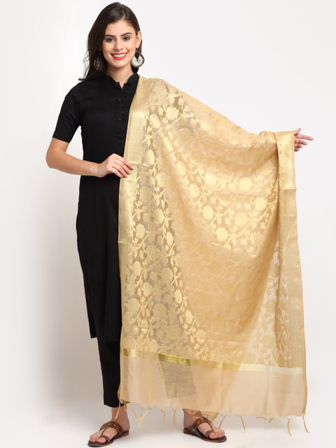 

LOOM LEGACY Gold-Toned Banarasi Jacquard Dupatta