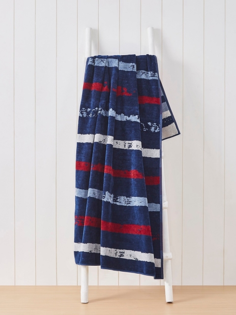 

Trident Blue & Red Striped Pure Cotton 500 GSM Bath Towel