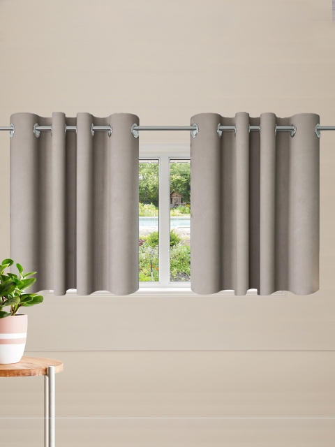 

VRINDA Grey Set of 2 Black Out Window Curtain