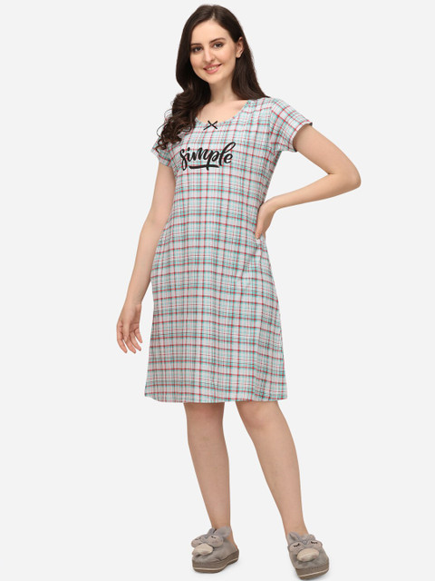 

Lenissa Women Red & Green Printed Cotton Relaxed-Fit Sleep Shirt