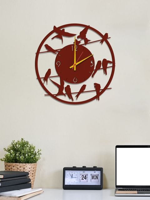 

WALLMANTRA Brown & Yellow Contemporary Wall Clock