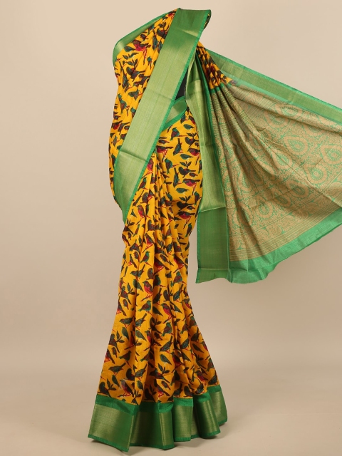 

Pothys Yellow & Red Floral Zari Saree