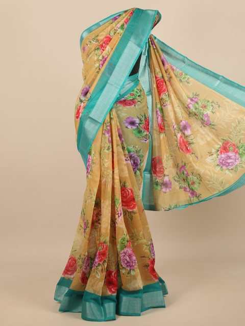 

Pothys Mustard & Green Floral Saree