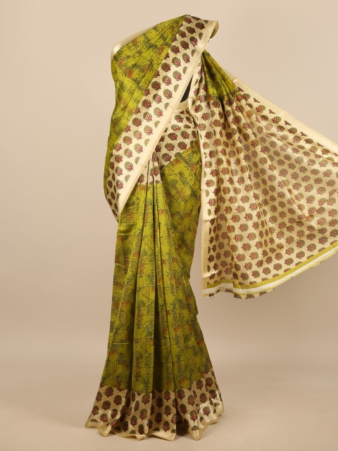 

Pothys Green & Cream-Coloured Printed Saree