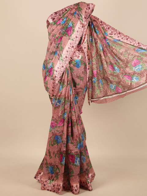 

Pothys Mauve & Green Floral Jute Silk Saree