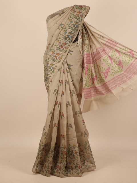 

Pothys Brown & Green Ethnic Motifs Saree