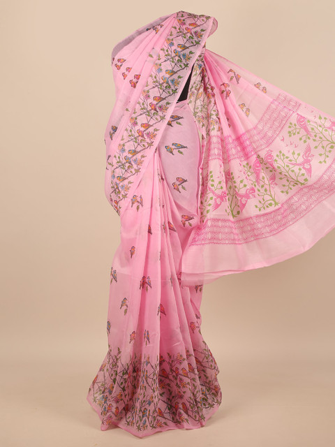 

Pothys Pink & Green Ethnic Motifs Saree