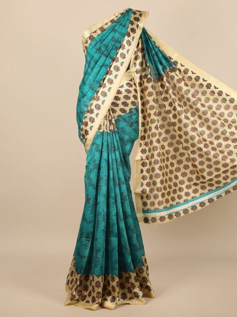 

Pothys Blue & Cream-Coloured Printed Saree