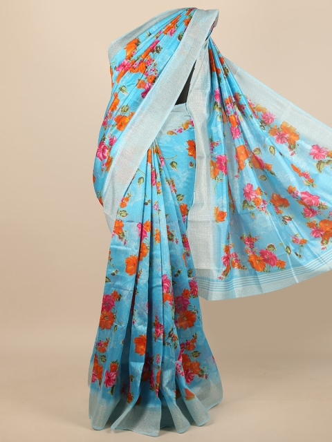 

Pothys Blue & Pink Floral Saree