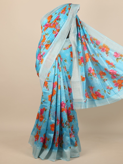 

Pothys Blue & Red Floral Saree