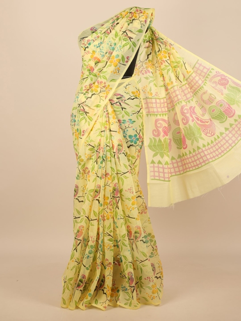 

Pothys Yellow & Green Floral Saree