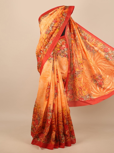 

Pothys Orange & Green Floral Saree