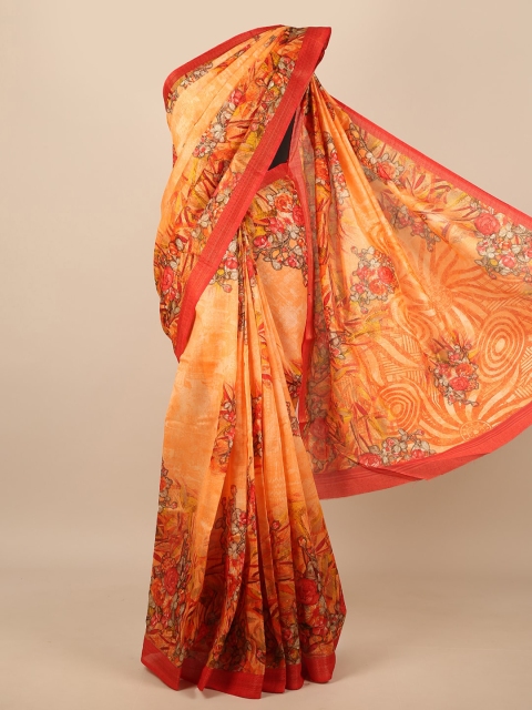 

Pothys Orange & Grey Floral Saree