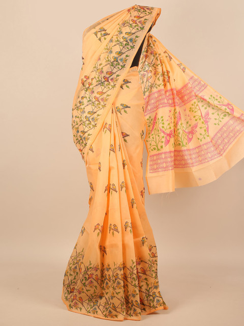 

Pothys Peach-Coloured Ethnic Motifs Saree