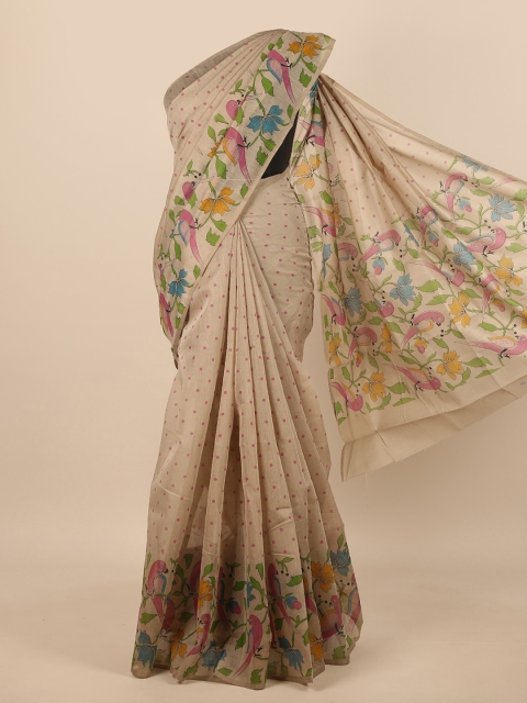 

Pothys Beige & Pink Printed Saree