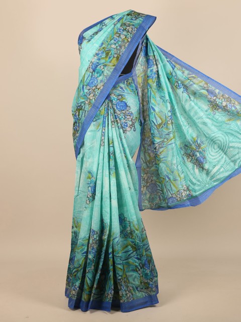 

Pothys Green & Blue Floral Saree