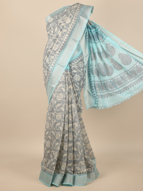 

Pothys Blue & Grey Floral Saree