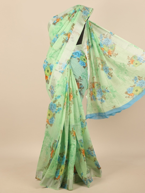 

Pothys Green & Blue Floral Saree