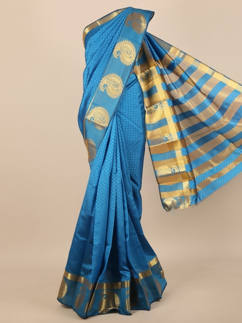 

Pothys Blue & Gold-Toned Jute Silk Saree