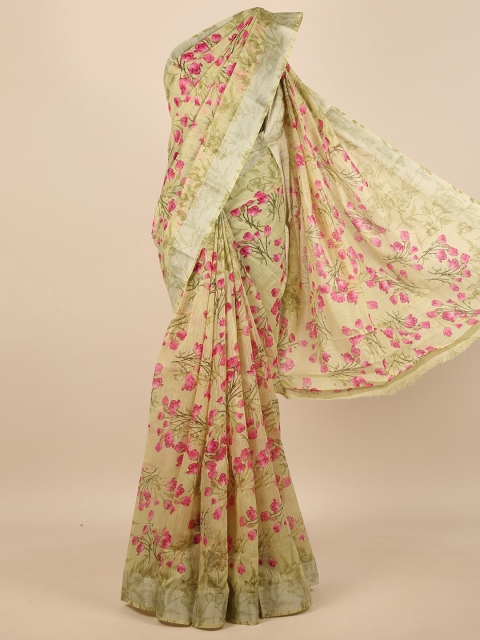 

Pothys Green & Pink Floral Saree