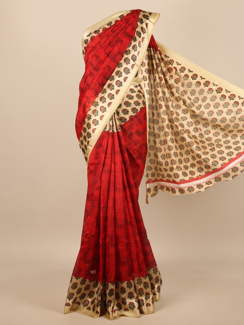 

Pothys Red & Beige Printed Saree