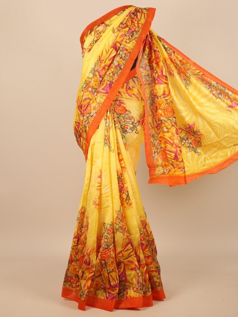 

Pothys Yellow & Orange Floral Saree