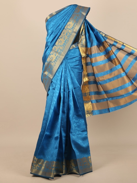 

Pothys Blue Ethnic Motifs Jute Silk Saree