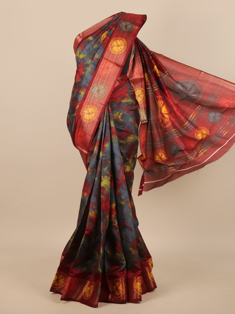 

Pothys Multicoloured Tie and Dye Cotton Blend Saree, Multi