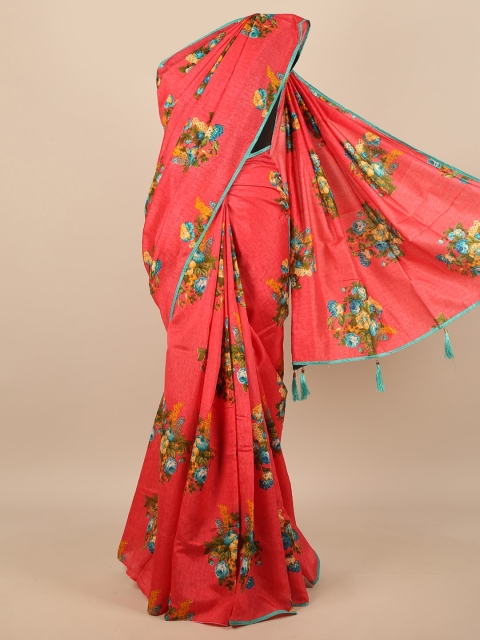 

Pothys Pink Floral Jute Silk Saree