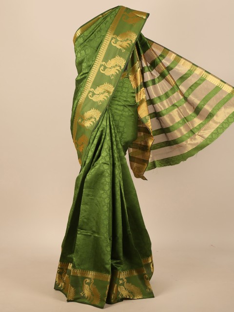

Pothys Green & Gold-Toned Ethnic Motifs Jute Silk Saree