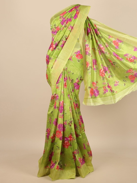 

Pothys Women Green & Pink Floral Printed Saree
